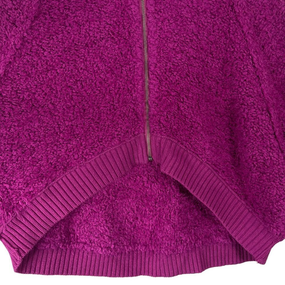 Free People Furry Time Hooded Jacket XS Cozy Sherpa Teddy Coat Zip Up Hot Pink - Picture 4 of 11